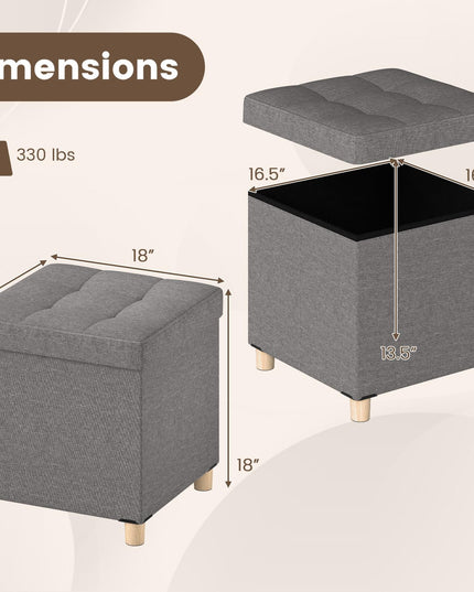 Giantex Small Storage Ottoman Cube with Tray Lid