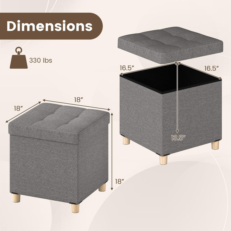 Giantex Small Storage Ottoman Cube with Tray Lid