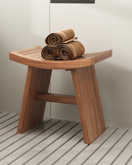 18" x 13" x 17.5" Waterproof Shower Stool with Curved Seat for Inside Shower