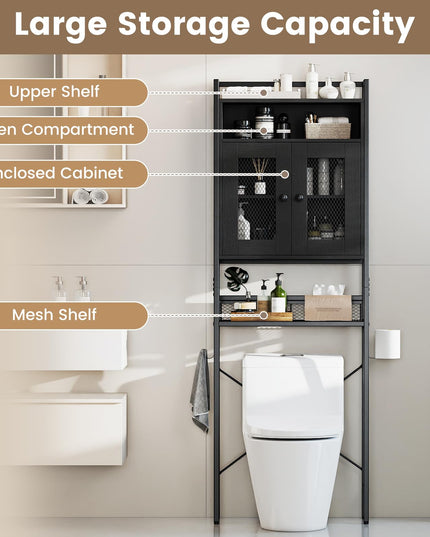 Meuble de rangement autoportant Giantex sur toilettes avec porte-rouleau de papier toilette et crochet
