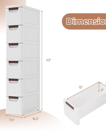 Giantex Storage Cart, Narrow Plastic Dresser, Rolling Organizer Cart for Office Classroom Bedroom