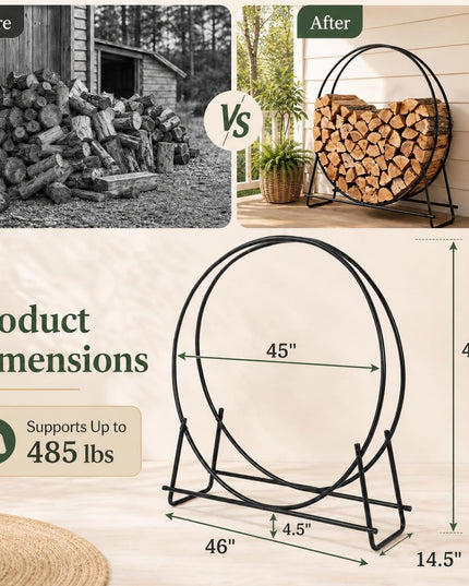 GIANTEX 45" Round Firewood Rack Outdoor