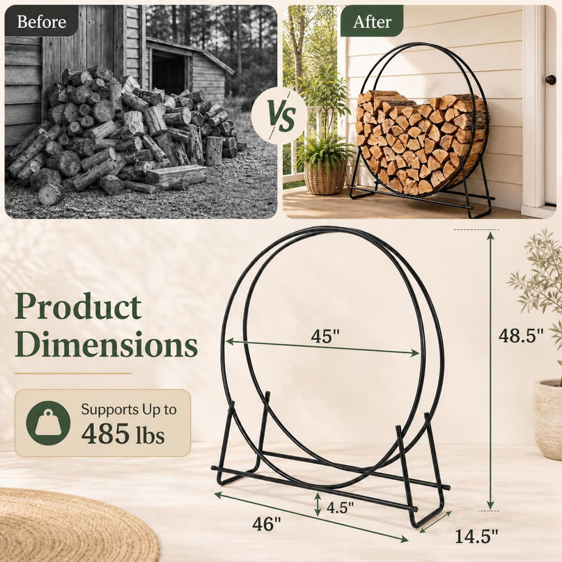 GIANTEX 45" Round Firewood Rack Outdoor