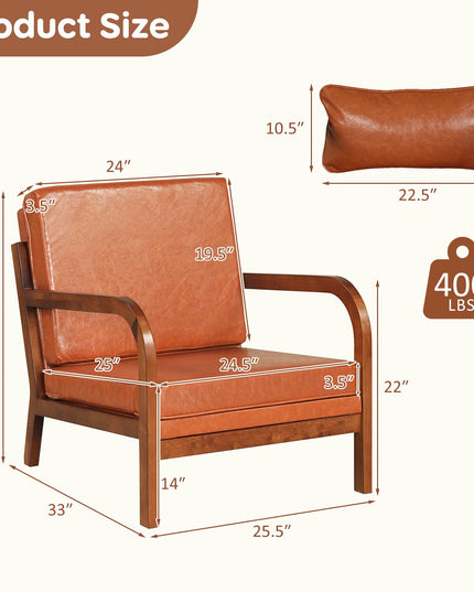 Giantex Mid-Century Modern Accent Chairs Linen Fabric Upholstered Armchair