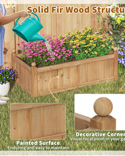 Wood Raised Garden Bed, 46” x 24” x 16” Rectangular Flower Box w/Drainage Holes