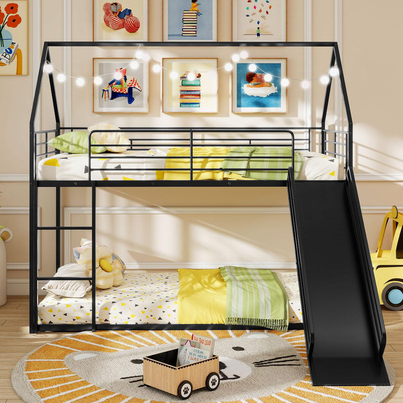 Giantex Twin Over Twin Bunk Bed with Slide & Ladder