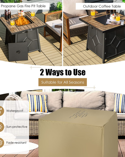 Fire Pits for Outside Outdoor Propane Fire Pit Table, 28" Patio Gas Fireplace W/ Lid & Lava Rocks