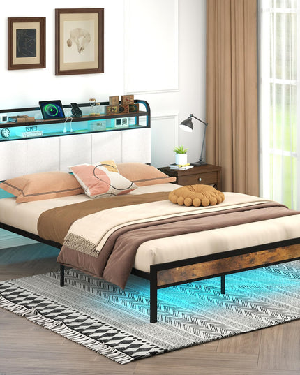 Giantex Bed Frame with Storage Headboard
