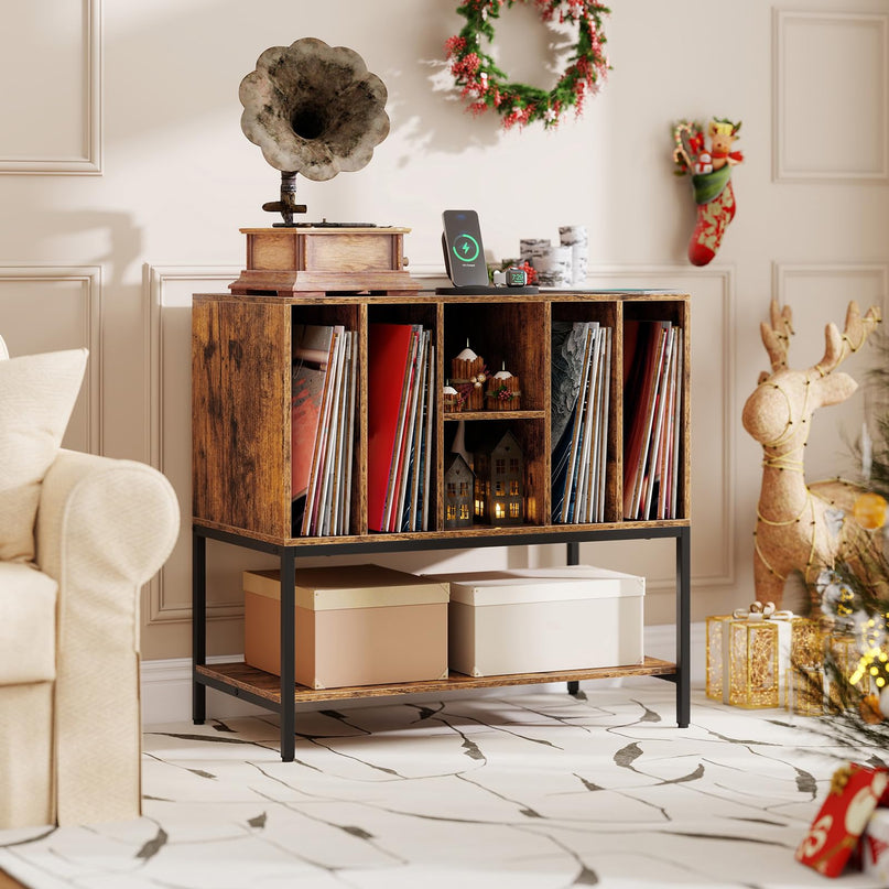 Giantex Turntable Stand with Storage Shelves Hold Up to 150+ Albums