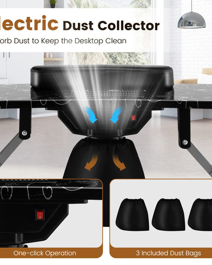 Giantex Nail Desk with Electric Dust Collector, Portable Manicure Table with USB-Plug LED Table Lamp