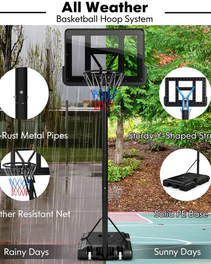Outdoor  8-10Ft Height Adjustable Basketball Stand System - Giantex