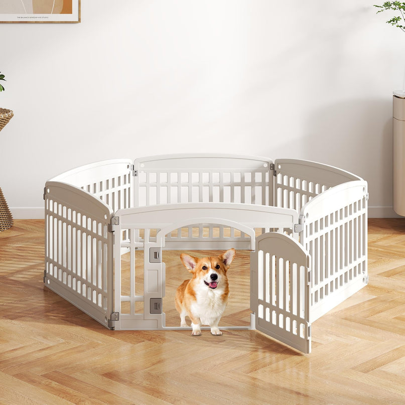 Giantex 24'' Tall Plastic Pet Fence with Lockable Door