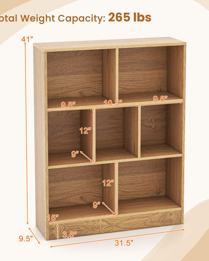Giantex 7 Cube Bookcase 4-Tier Freestanding Bookshelf w/ 7 Open Compartments