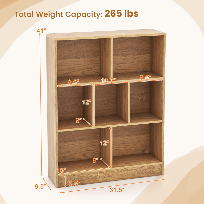 Giantex 7 Cube Bookcase 4-Tier Freestanding Bookshelf w/ 7 Open Compartments