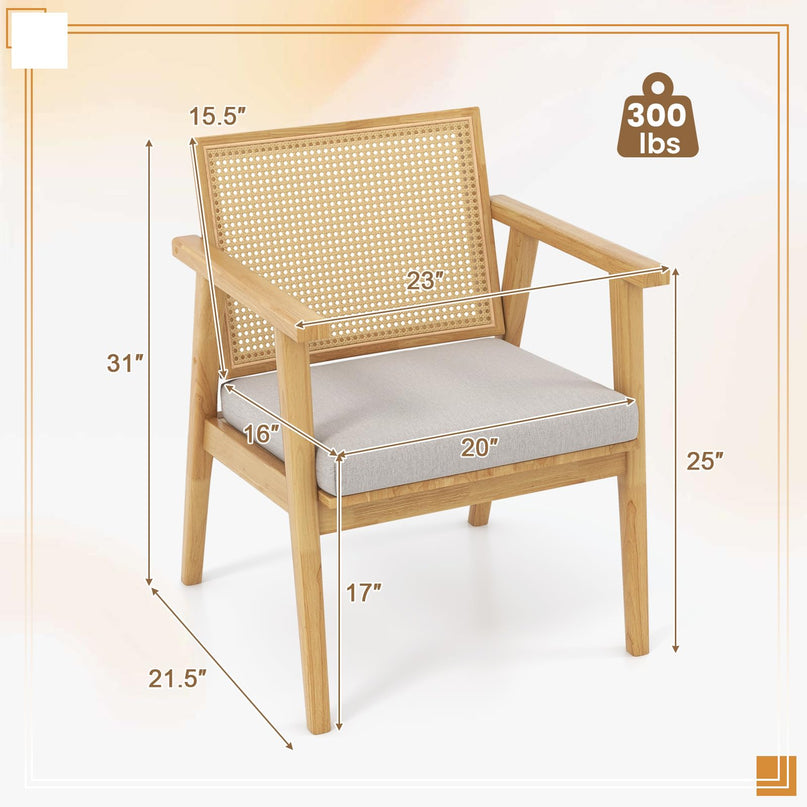 Giantex Modern Rattan Accent Chair Set of 2/4, Mid Century Accent Chairs w/Curved Backrest