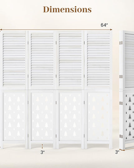 GIANTEX 67"H Folding Room Divider with Louvered Slats & Pine Tree Cutout
