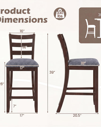Giantex Counter Height Bar Stools Set of 2/4 w/Backrest Padded Seat