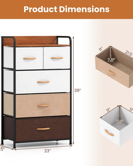 Giantex 5-Drawer Fabric Dresser for Nursery