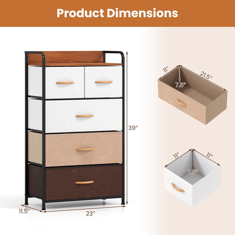 Giantex 5-Drawer Fabric Dresser for Nursery