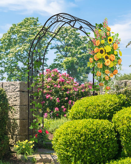 Giantex Garden Arch, 8.2 FT Metal Garden Arbor with 7 Sizes Combination and 6 Stakes