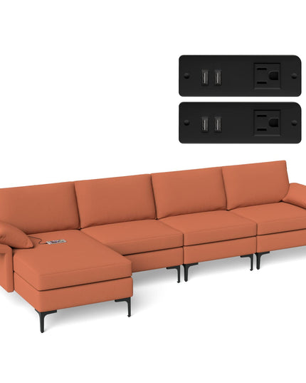 Giantex 130.5" L Convertible Sofa Couch, Sectional Sleeper