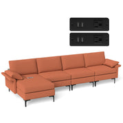 4 Seat Chaise Lounge 2 USB Sockets / Red