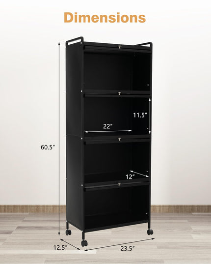 Giantex 5-Tier Kitchen Storage Cabinet, Mobile Microwave Stand with Flip-up PC Doors