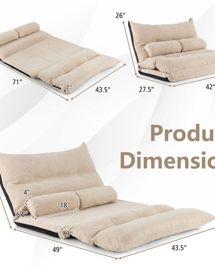 Giantex Adjustable Floor Sofa Bed, Foldable Lazy Couch Bed with Adjustable Backrest