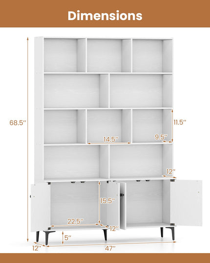 Giantex 68.5" Tall Bookcases and Bookshelves with 2 Doors