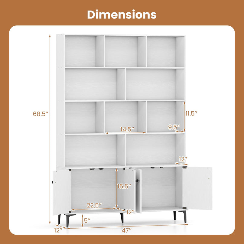 Giantex 68.5" Tall Bookcases and Bookshelves with 2 Doors