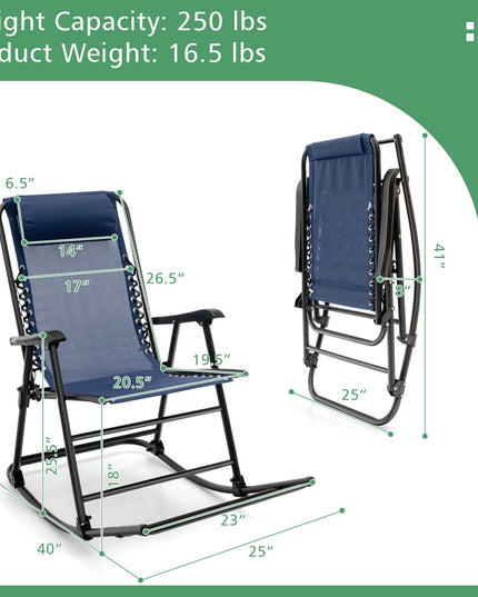 Giantex Rocking Camping Chair Folding - Outdoor Rocker Camping Chair