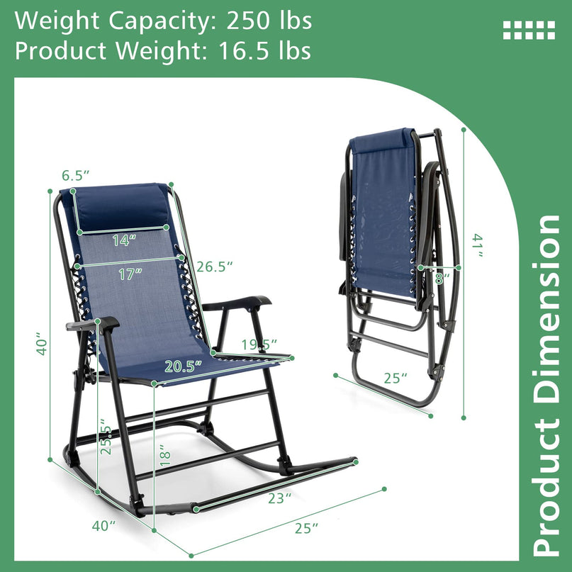 Giantex Rocking Camping Chair Folding - Outdoor Rocker Camping Chair