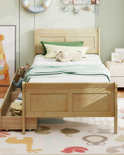 Giantex Twin Bed with 2 Storage Drawers for Kids Teens Adults