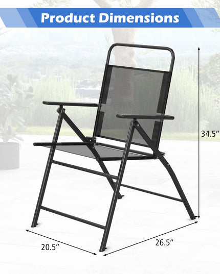 Giantex 6 Pieces Patio Folding Chairs, Outdoor Patio Chairs with Rustproof Metal Frame
