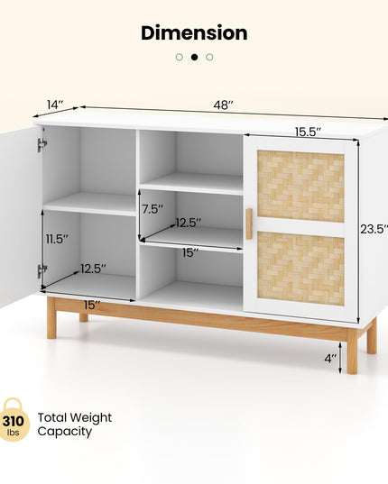 Giantex Buffet Sideboard, Kitchen Storage Cabinet with 3 Open Shelves & 2 Side Cabinets