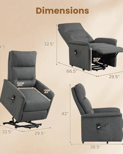 Giantex Power Lift Recliner Chair for Elderly | Electric Recliner Sofa w/Remote Control & Side Storage Pocket