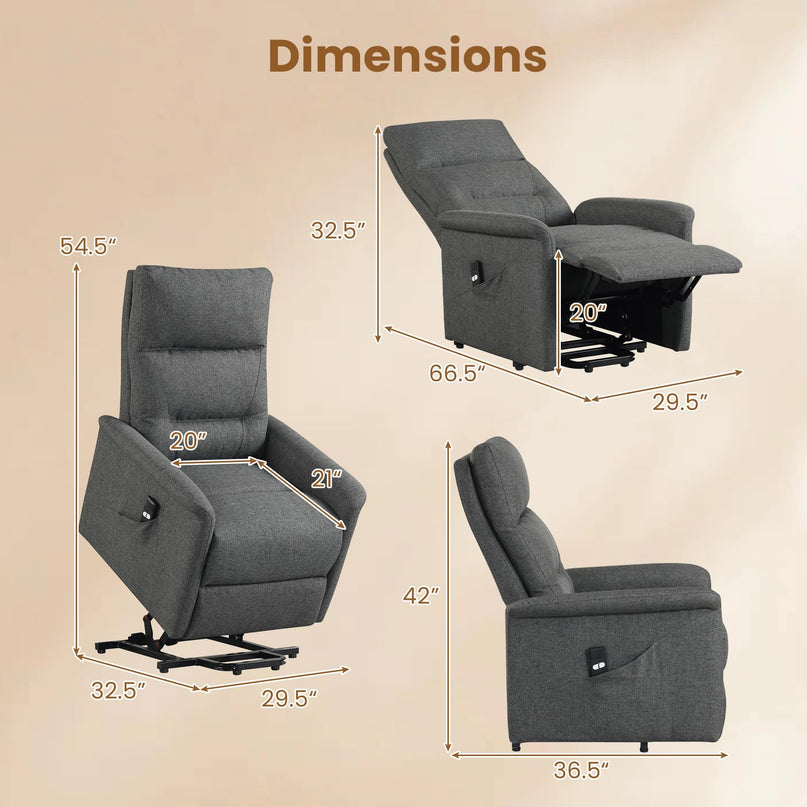 Giantex Power Lift Recliner Chair for Elderly | Electric Recliner Sofa w/Remote Control & Side Storage Pocket