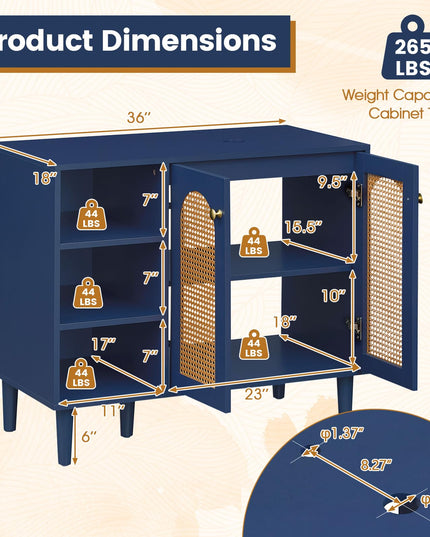 Giantex 36" Bathroom Under Sink Storage Cabinet for Vessel Sinks & Single-Handle Faucets