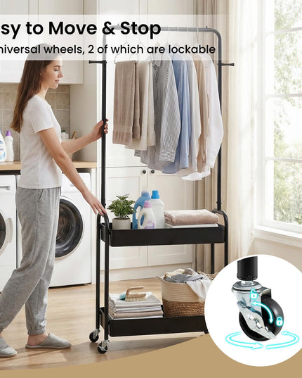 Giantex Metal Garment Rack with Lockable Wheels for Bedroom
