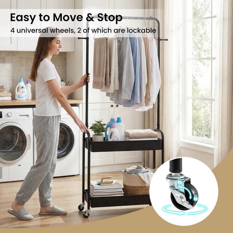 Giantex Metal Garment Rack with Lockable Wheels for Bedroom