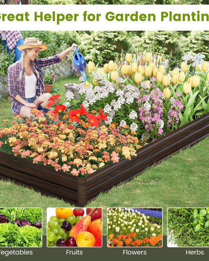 Giantex 8x4x1ft Metal Raised Garden Bed, Planter Box with Protective Edges