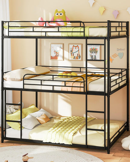 Giantex Full Metal Bunk Bed Frame with Dual Ladders & Safety Guardrails for Teens Adults
