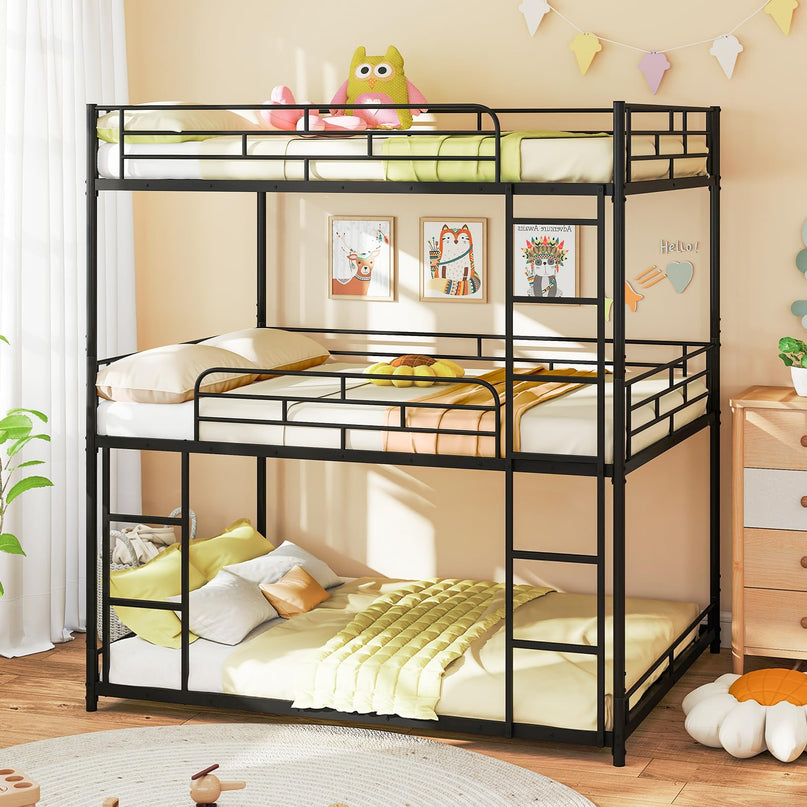 Giantex Full Metal Bunk Bed Frame with Dual Ladders & Safety Guardrails for Teens Adults