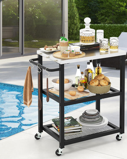 Giantex Outdoor Grill Cart - Movable Pizza Oven Stand with Stainless Steel Top