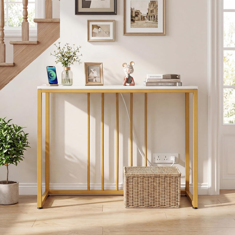 Giantex Console Table with Charging Station for Living Room