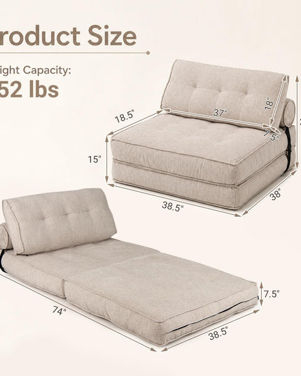 Giantex 3-in-1 Folding Sofa Bed with Bolster & Pillow