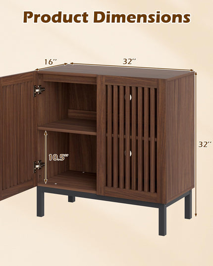 Giantex 32" Farmhouse Sideboard Buffet Cabinet with Slatted Doors