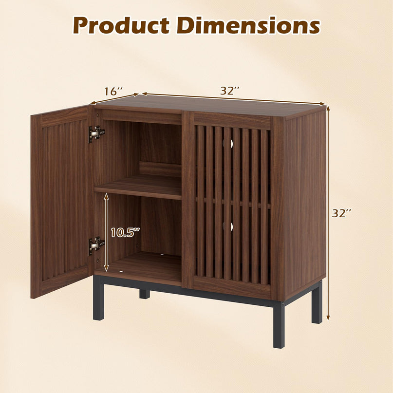 Buffet de cuisine bahut de ferme Giantex de 81 cm avec portes à lattes