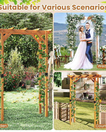 Arche de jardin en bois Giantex 7FT, tonnelle en bois, arche de mariage pour cérémonie ou fête