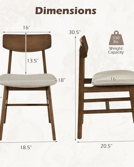 Giantex Solid Rubber Wood Dining Room Chairs with Curved Backrest